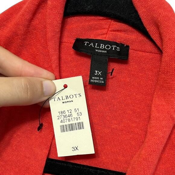 Talbots Open Cardigan Sweater NWT Women's Sz 3X Coral Pink Lagenlook Lightweight - Picture 3 of 4